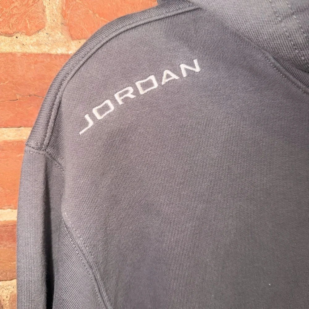 Vintage Old School Jordan Gray and White Pullover Hoodie
